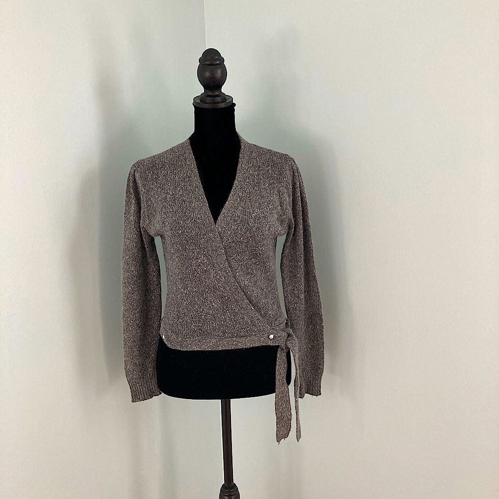 Parrinello Vintage 1980s Wrap Sweater Silk Angora Blend Gray Size Small